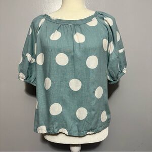 Loft polka dot light green petite top Size SP